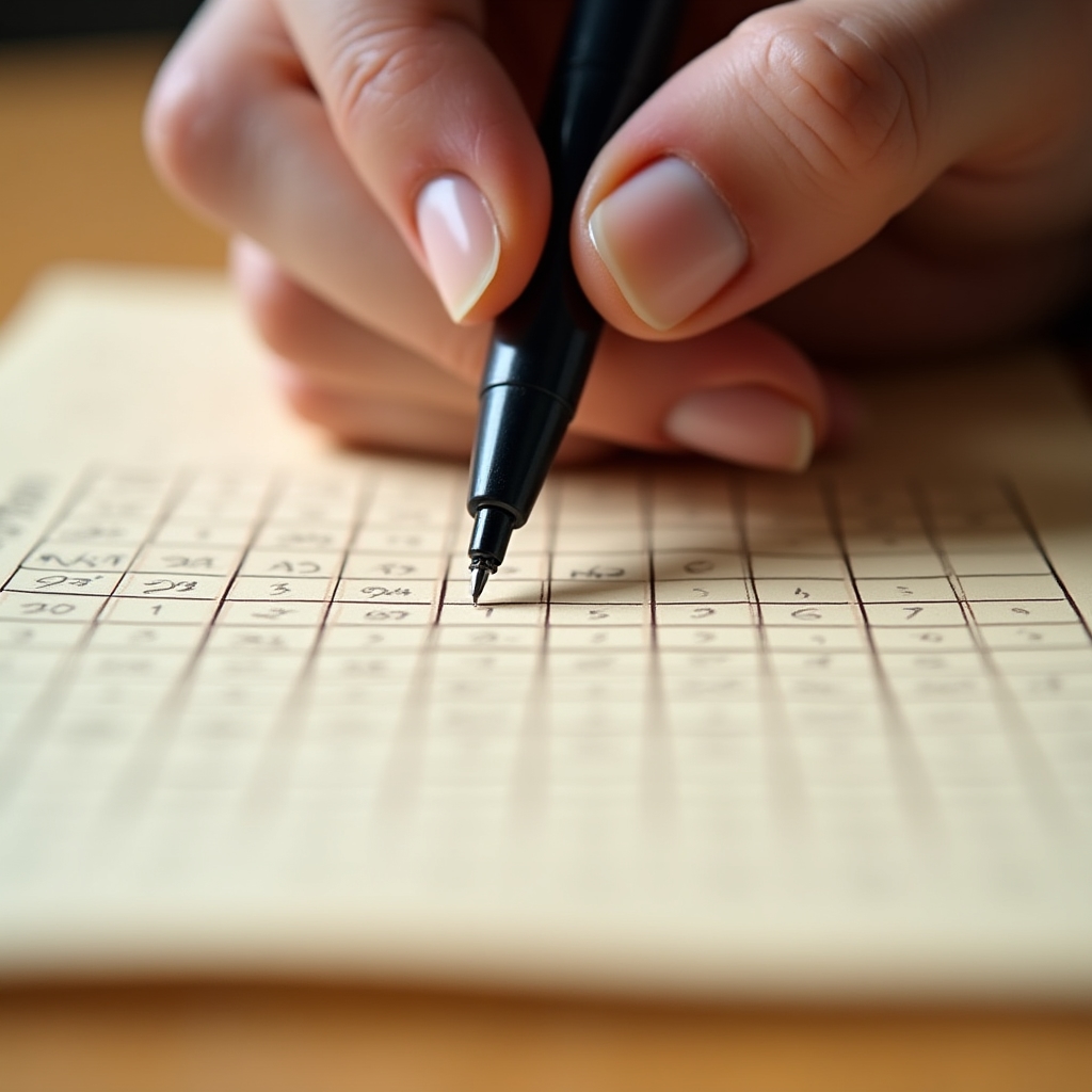 Close-up of a time audit worksheet being filled in with handwritten notes and a pen